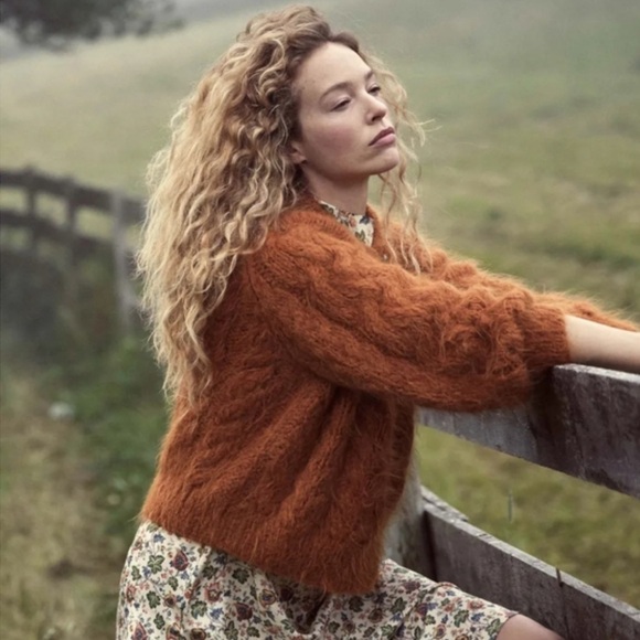 Doen Adelina Cardigan In Bright Pumpkin - Picture 2 of 8